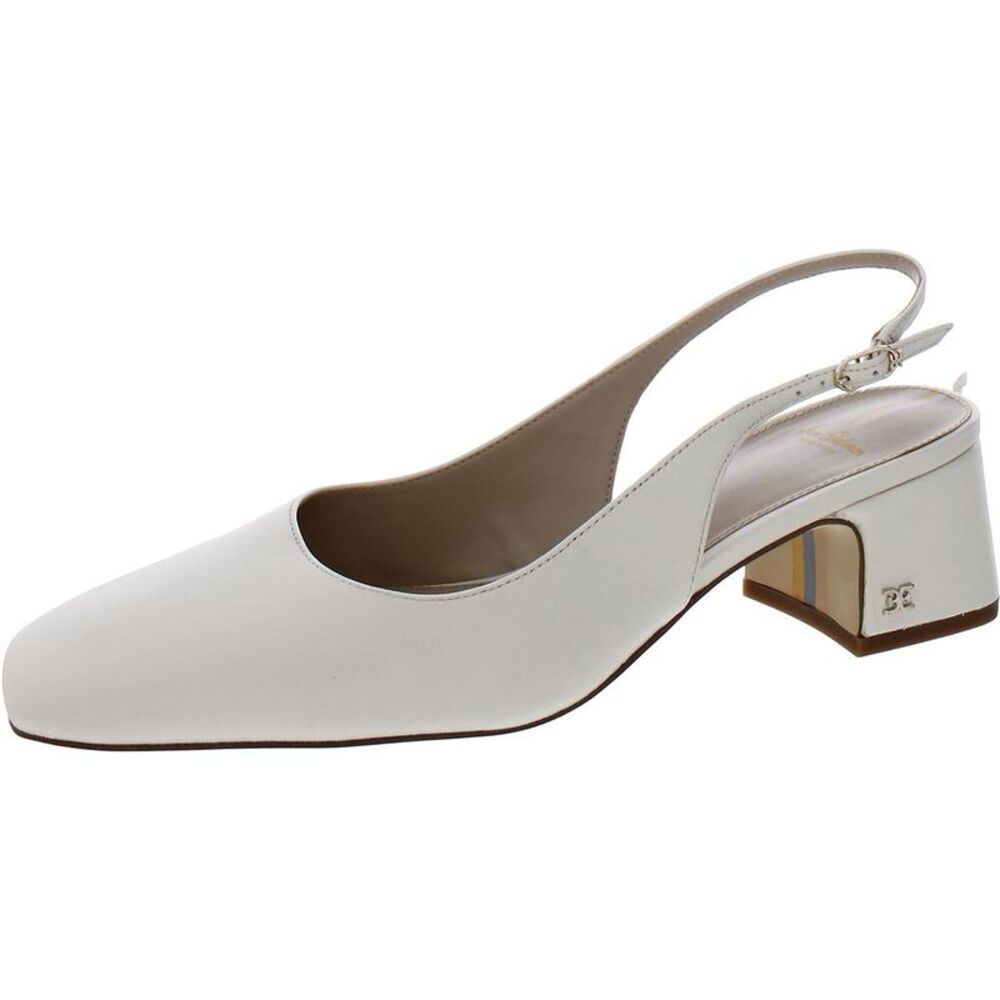 Sam Edelman Womens Terra Ivory Leather Square Toe Pumps Shoes NWOB